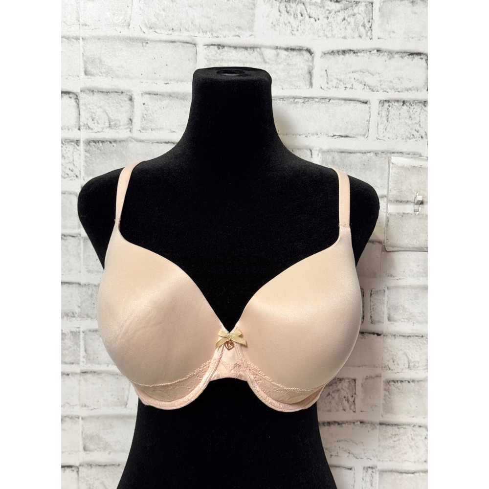 Victorias Secret Perfect Coverage Bra 36DD Nude Pink Lace Trim Underwire 423